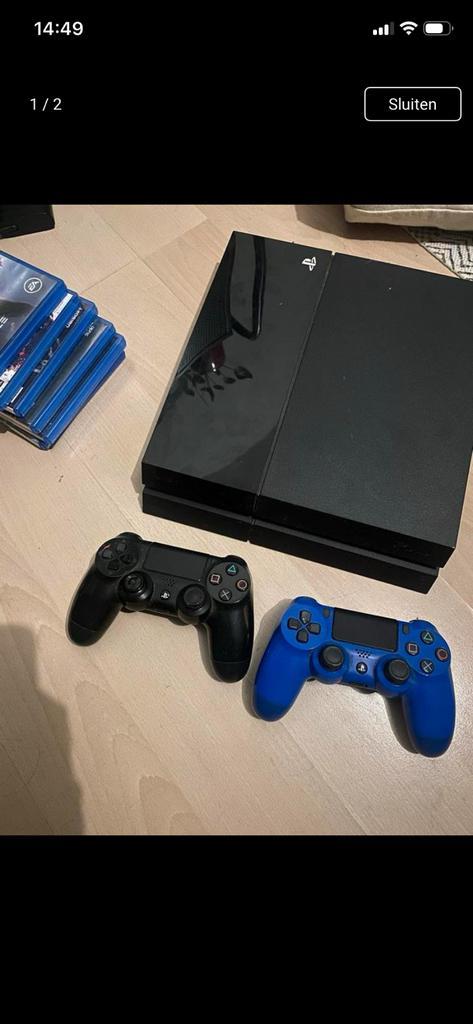 Zeer goede PS4 met 6 spellen en controlers, Spelcomputers en Games, Spelcomputers | Sony PlayStation 4, Zo goed als nieuw, Original