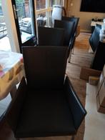 4 Leren eetkamerstoelen van Bert plantagie, Huis en Inrichting, Stoelen, Ophalen, Zo goed als nieuw, Grijs, Vijf, Zes of meer stoelen
