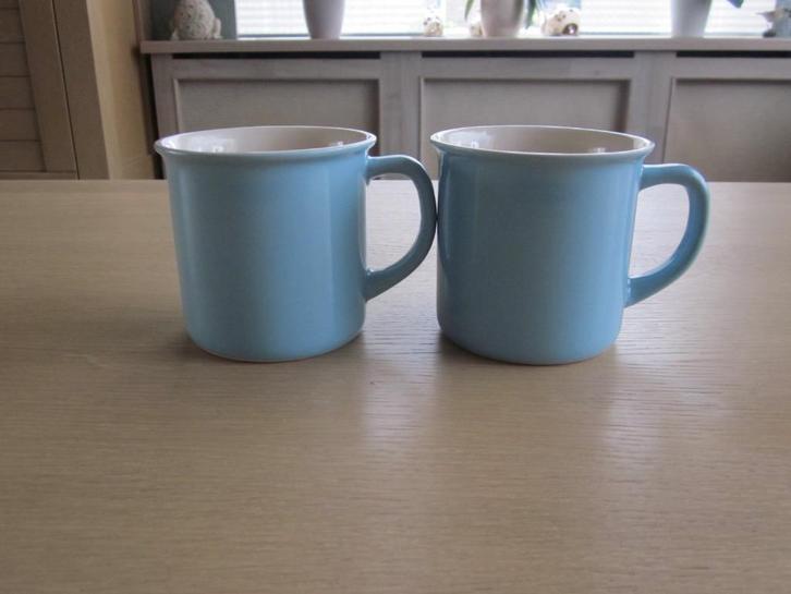 Ritzenhoff & Breker Terra 2 blauw-creme mokken D9cm H9cm, Huis en Inrichting, Keuken | Servies, Zo goed als nieuw, Overige typen