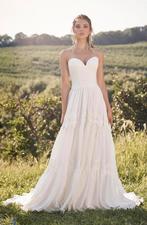 Linnen boho strokenrok trouwjurk Lillian West 66127, Ophalen of Verzenden, Zo goed als nieuw, Wit, Trouwjurk