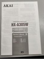 Gebruiks Handleiding Akai cassette deck speler HX-A305W, Ophalen of Verzenden, Akai