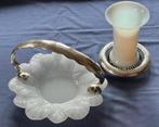 HENGSELSCHAALTJE OPALINE/ZILVER, VAASJE OPALINE, ONDERZETTER, Antiek en Kunst, Antiek | Goud en Zilver, Verzenden, Zilver