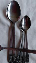 Thee koffie lepels Roestvrij bestek relief rozen bloemen, Ophalen of Verzenden, Rvs of Chroom