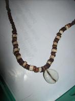 Ketting Bruin tint Steentjes en Mooie Kleine Schelp, Bruin, Verzenden, Nieuw, Steen of Mineraal