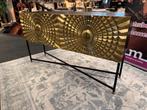 Dressoir Boa 4 drs. Mangohout/Metaal Goud 65% Korting!!, Huis en Inrichting, Kasten | Dressoirs, Ophalen, Met deur(en), 150 tot 200 cm