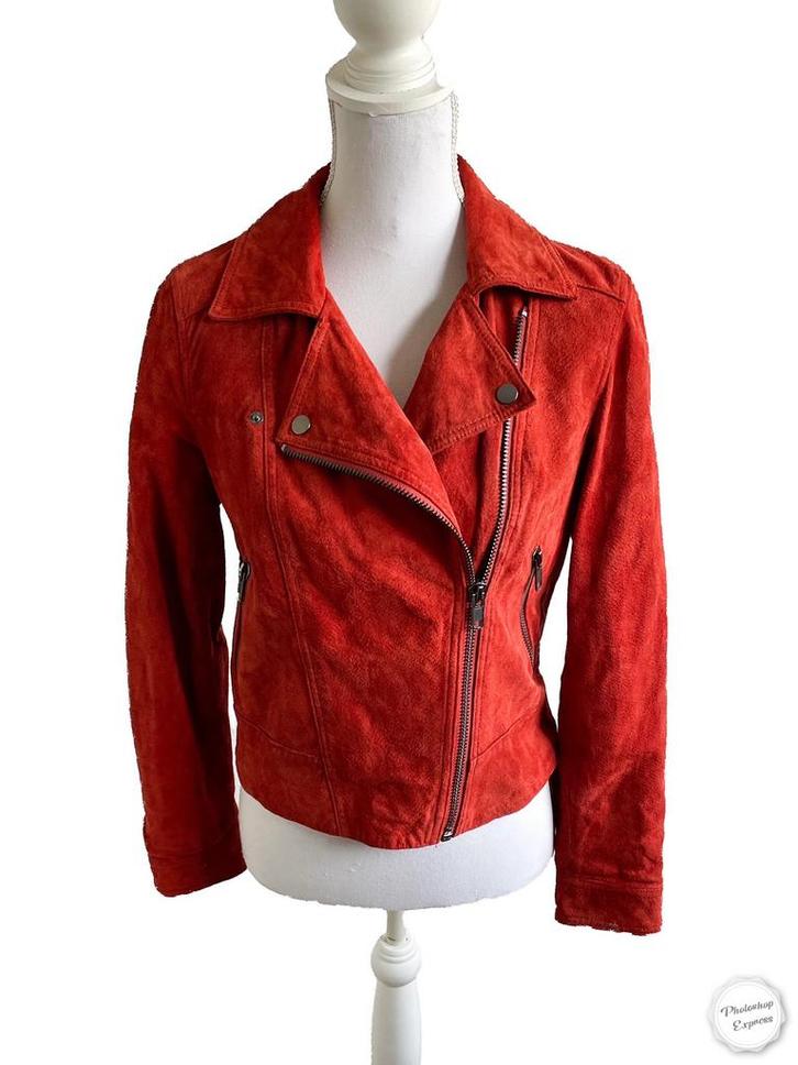 Mooi suede jasje van Pieces S, Kleding | Dames, Jasjes, Kostuums en Pakken, Gedragen, Jasje, Maat 36 (S), Overige kleuren, Ophalen of Verzenden