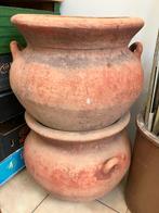 Grote Terracotta Bloempotten - Set van 2, Tuin en Terras, Bloempotten, Ophalen, Gebruikt, 40 cm of meer, Rond