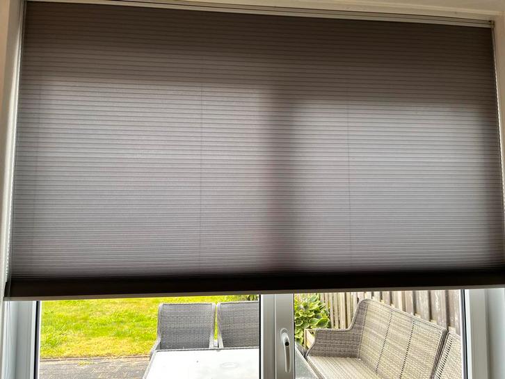 Grijze Honingraat Plisségordijnen, Huis en Inrichting, Stoffering | Gordijnen en Lamellen, Zo goed als nieuw, 200 cm of meer, Grijs