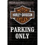 Harley Davidson parking only relief reclamebord van metaal, Verzamelen, Verzenden, Nieuw, Auto's