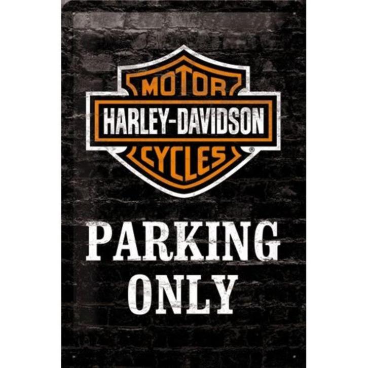 Harley Davidson parking only relief reclamebord van metaal, Verzamelen, Automerken, Motoren en Formule 1, Nieuw, Auto's, Verzenden