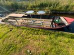 Stalen schuit  partyboot, Watersport en Boten, Platbodems, Ophalen of Verzenden, Gebruikt, Staal, Benzine