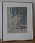 Twee originele aap tekeningen in kleur Saskia van Dijk., Antiek en Kunst, Ophalen