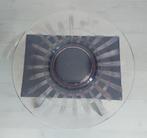 Vintage ronde roze glazen platte schaal, Ophalen of Verzenden