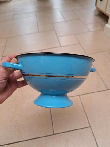 Blauwe Emaille Soepterrine - Tsjechoslowakije beschikbaar voor biedingen