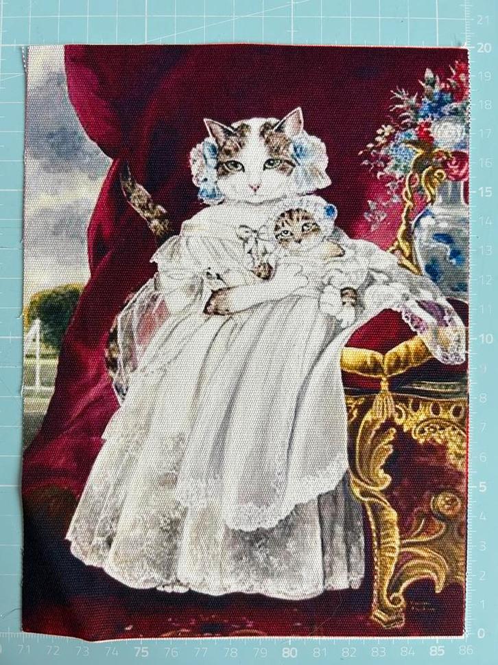 Lapje katoen kat met kitten kostuum, Hobby en Vrije tijd, Stoffen en Lappen, Nieuw, Katoen, Minder dan 30 cm, Minder dan 30 cm