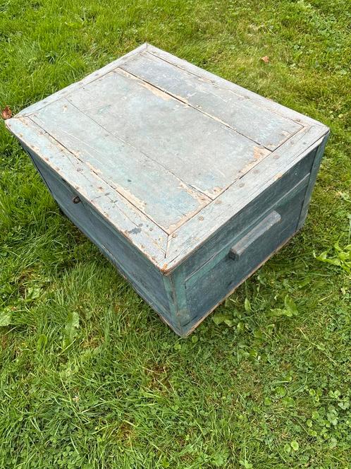 Antieke Kist - Blauw-Grijs - 60x44x35cm, Antiek en Kunst, Antiek | Woonaccessoires, Ophalen