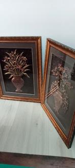 2 Bronzen Bloemen Schilderijen - Goudkleurig, Antiek en Kunst, Ophalen of Verzenden