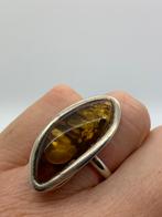 X259 Prachtige zilveren ring barnsteen (verstelbaar), Sieraden, Tassen en Uiterlijk, Ringen, Ophalen of Verzenden, X, Met edelsteen