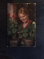 Vrouw, Bloemen, 1918, Verzenden, Voor 1920, Gelopen, Overige thema's