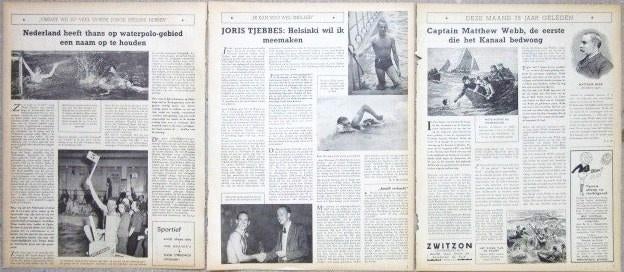 Artikelen over diverse sporten 1950 Basketball Waterpolo, Ophalen of Verzenden, 1940 tot 1960, Tijdschrift
