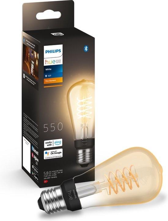 Philips Hue Filament ST64 E27 - Warmwit Licht, Huis en Inrichting, Lampen | Losse lampen, Gebruikt, Led-lamp, Minder dan 30 watt