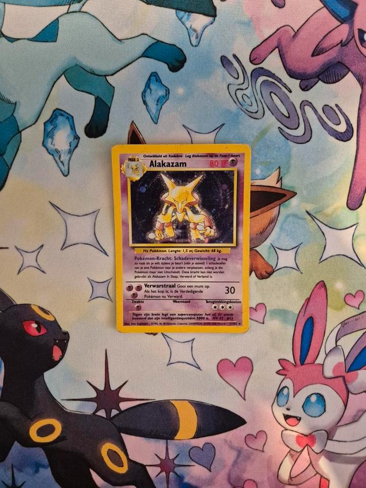 Alakazam Pokémonkaart - Base Set - Nederlands, Hobby en Vrije tijd, Verzamelkaartspellen | Pokémon, Gebruikt, Losse kaart, Ophalen of Verzenden