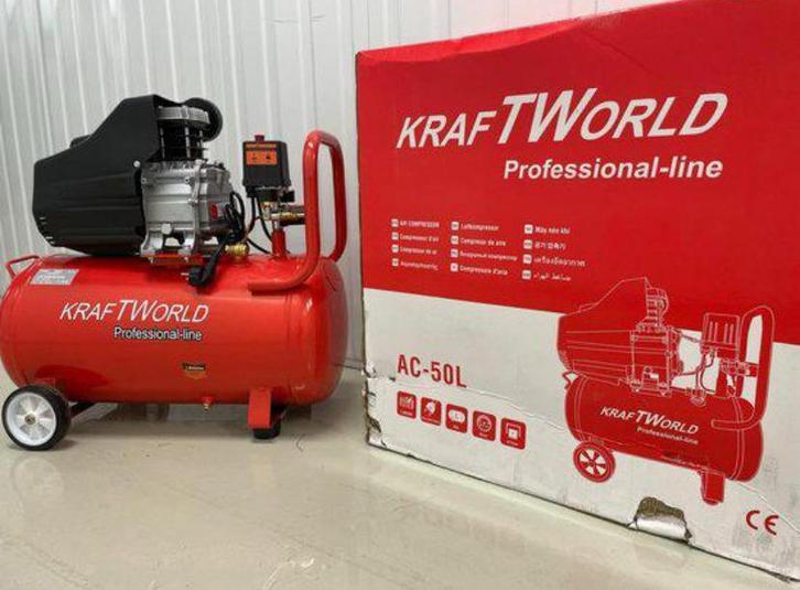 Nieuwe compressor 50 liter Kraft world, Doe-het-zelf en Verbouw, Compressors, Zo goed als nieuw, 25 tot 100 liter, 200 tot 400 liter/min
