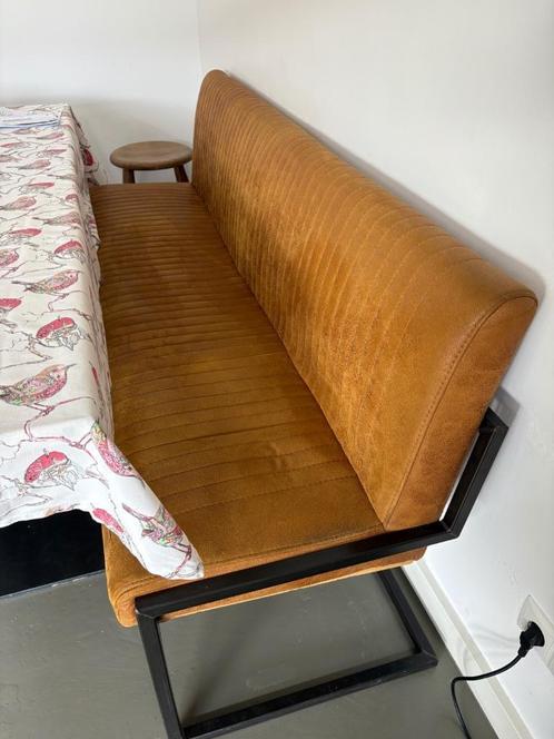 Zithoek zitbank leder met 3 stoelen. Gratis afhalen, Huis en Inrichting, Banken | Complete zithoeken, Gebruikt, Leer, Metaal, Ophalen