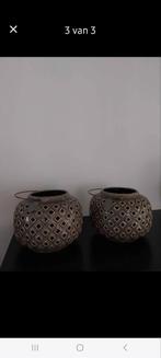 Riverdale Windlichten Taupe - Set van 2, Huis en Inrichting, Woonaccessoires | Kandelaars en Kaarsen, Ophalen, Zo goed als nieuw