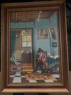 Ingelijste borduurwerk van een man in een interieur, Ophalen