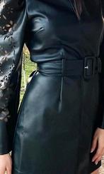 Schitterende Leren Jurk met patroon mouwen maat M, Verzenden, Zo goed als nieuw, Zwart, Boven de knie