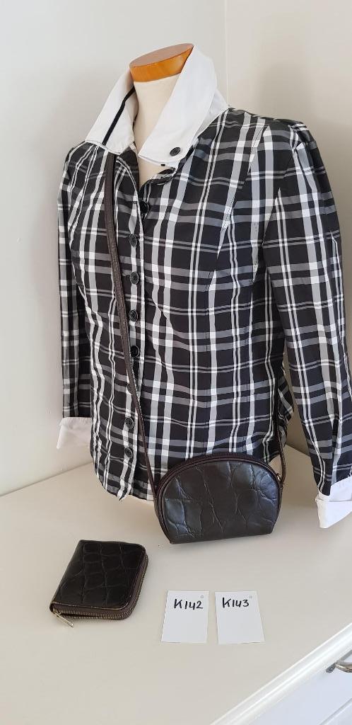 K142 OU bruin lederen tas  - K143 OU portemonnee, Sieraden, Tassen en Uiterlijk, Portemonnees, Zo goed als nieuw, Overige merken