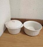 2x Mooie witte vintage ovenschalen, Ophalen of Verzenden, Zo goed als nieuw