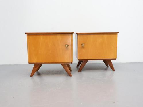 Set vintage nachtkastjes duotone, Huis en Inrichting, Slaapkamer | Nachtkastjes, Zo goed als nieuw, Minder dan 55 cm, Hout, Ophalen