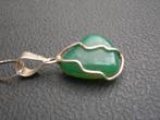 zilveren vintage ketting met groene steen hanger nr.027, Ophalen of Verzenden, Zo goed als nieuw, Zilver, Zilver