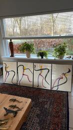 4 orginele vintage acryl schilderijen suet fun chan, Antiek en Kunst, Ophalen