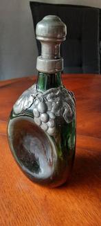 Groene deukfles met tinbeslag., Antiek en Kunst, Ophalen of Verzenden
