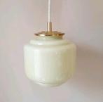 Thabur pastelgeel vintage hanglamp, Ophalen of Verzenden, Zo goed als nieuw, Glas, Modern