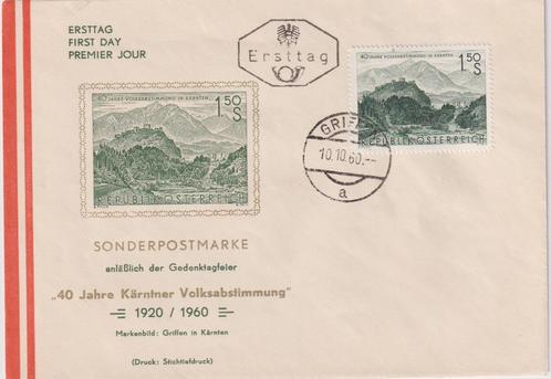 Oostenrijk 1960 Volksstemming Kartnen, Postzegels en Munten, Postzegels | Eerstedagenveloppen, Onbeschreven, Europa, Ophalen of Verzenden