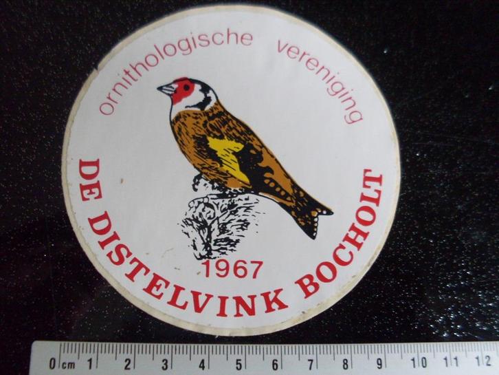 sticker de distelvink ocholt 1967 ornithologische vereniging, Verzamelen, Stickers, Zo goed als nieuw, Bedrijf of Vereniging, Verzenden