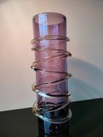 Italie Glas Vintage Cilinder Vaas Paars Glasdraden, Antiek en Kunst, Ophalen of Verzenden
