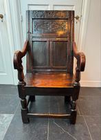Antieke Engelse Eiken Wainscot Chair 17e Eeuw, Antiek en Kunst, Antiek | Meubels | Stoelen en Banken, Ophalen