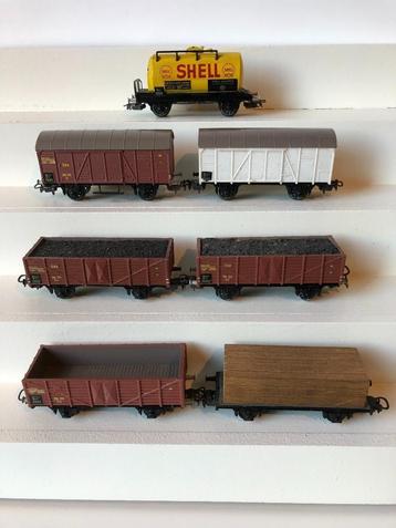 7 vintage Liliput goederenwagons jaren 50 beschikbaar voor biedingen