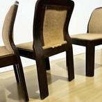 Set van 4 vintage curved brutalist stoelen : opmaakproject, Huis en Inrichting, Stoelen, Ophalen, Gebruikt, Bruin, Stof