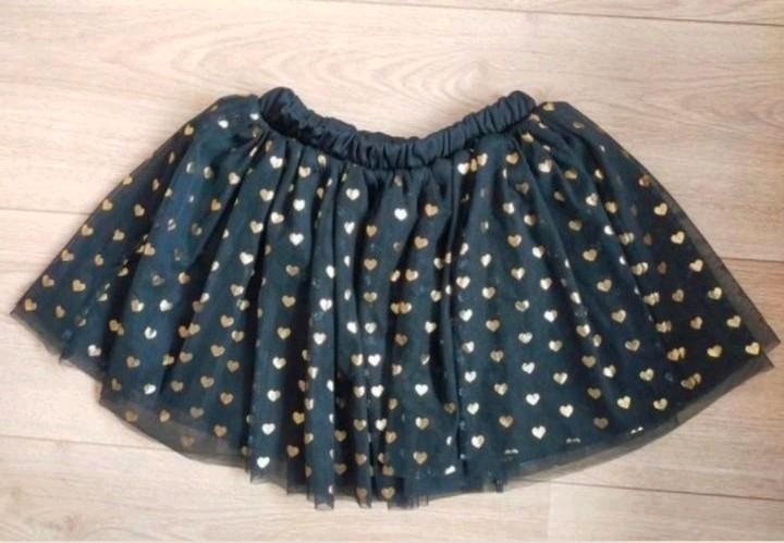 Zgan! Mooie zwarte rok met gouden hartjes Liz Devy! Mt 110, Kinderen en Baby's, Kinderkleding | Maat 110, Zo goed als nieuw, Meisje