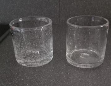 2 DutZ waxinelichthouders transparant met bubbels  beschikbaar voor biedingen