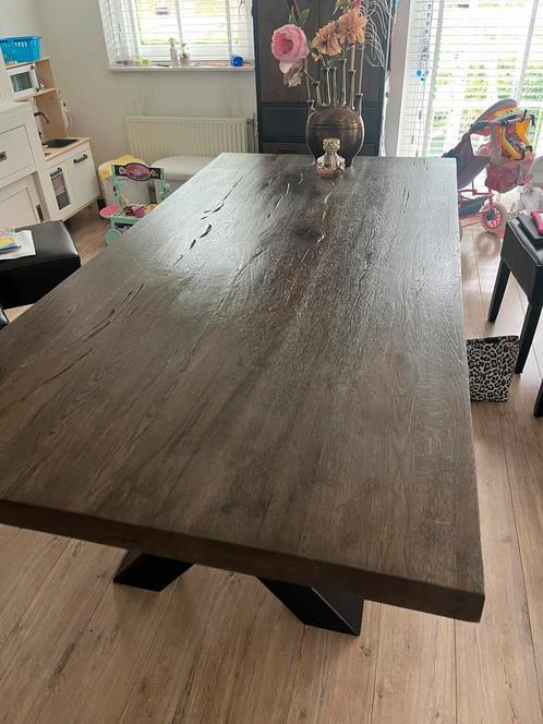 Complete robuuste meubelset eikenhout lamulux, Huis en Inrichting, Tafels | Eettafels, Zo goed als nieuw, 200 cm of meer, Vijf personen of meer