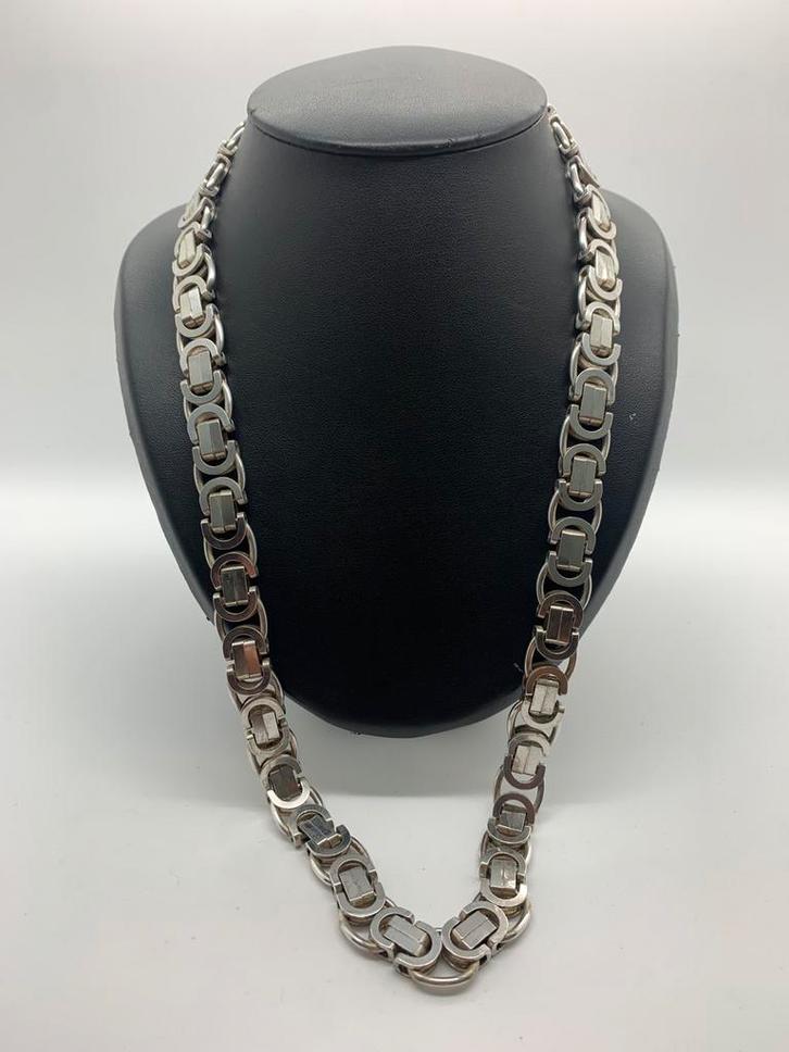 X541 Prachtige zilveren ketting platte koningsschakel 70 gr, Sieraden, Tassen en Uiterlijk, Kettingen, Zilver, Zilver, Ophalen of Verzenden