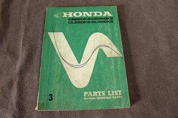 Honda CB250 CB350 CL250 CL350 K2 1970 motorcycle parts list beschikbaar voor biedingen