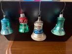 4 Vintage Kerstklokjes (met klepels) als kerstballen, Ophalen of Verzenden, Gebruikt